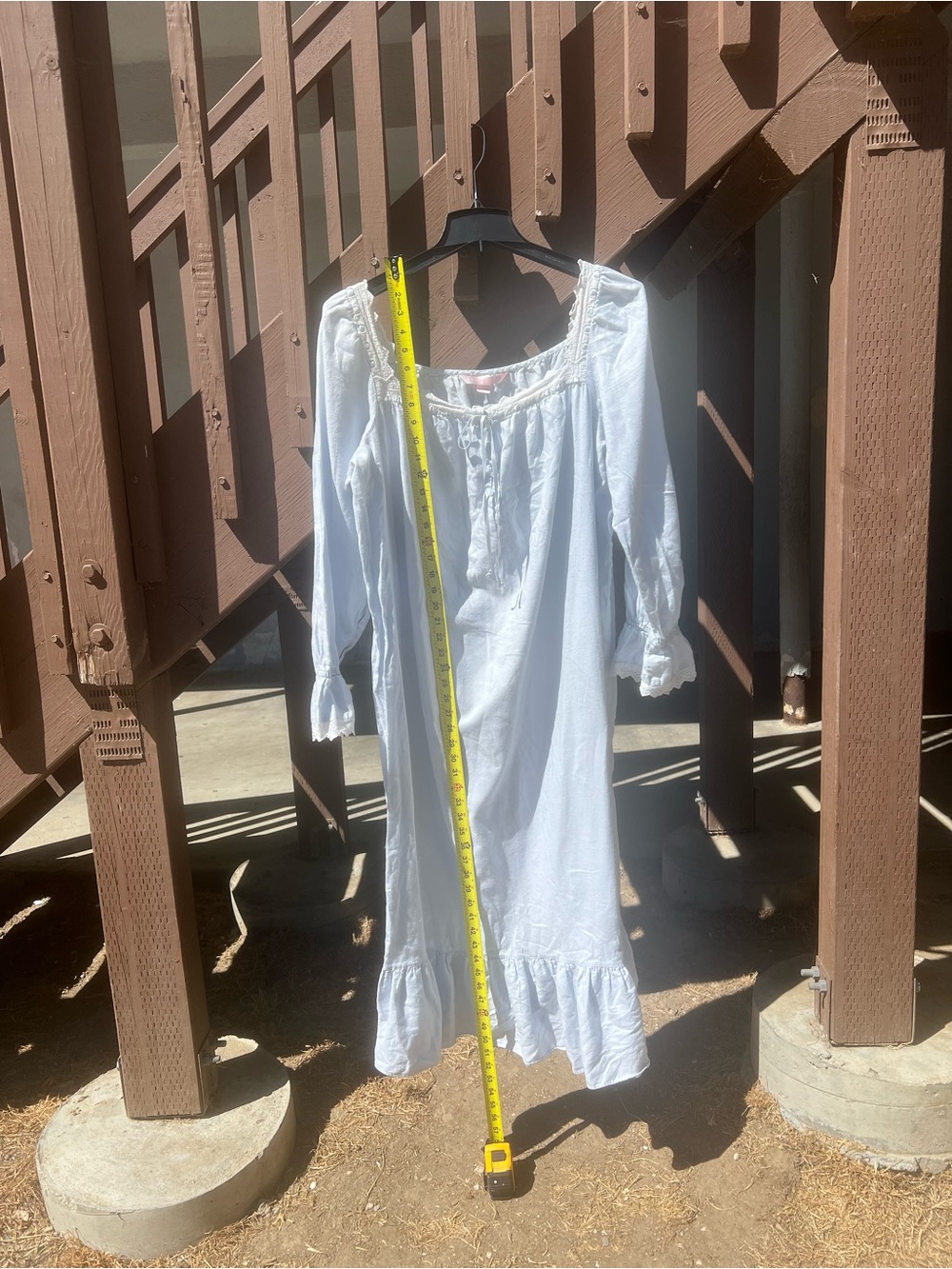 Victoria's Secret White Cotton Peasant Chemise with Ruffle Hem